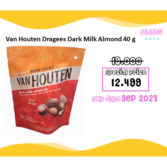 Jual Van Houten Dragees Dark Milk Almond 40 Gram Shopee Indonesia 8572