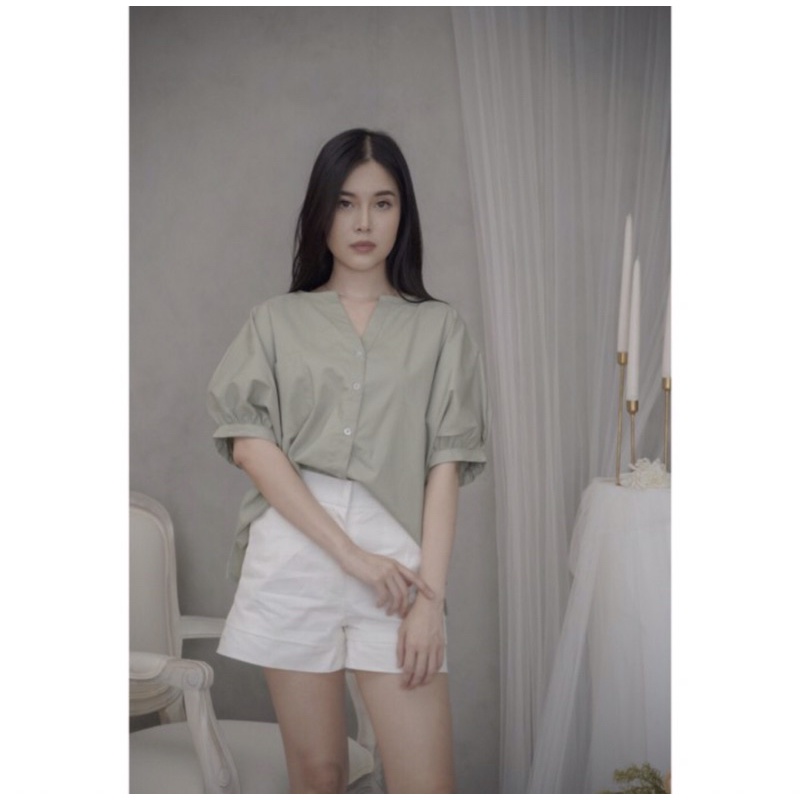Qyo Studio Top Wanita blouse Ririe shirt In sage