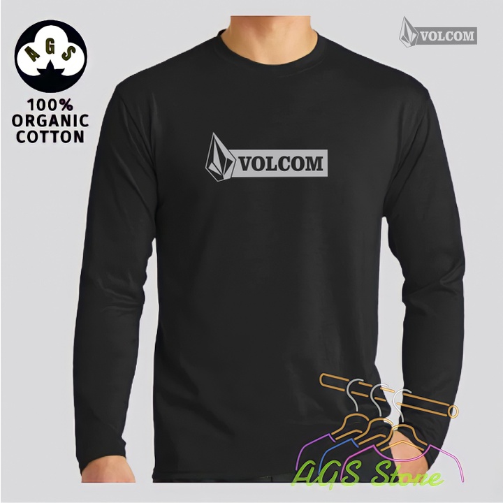 Kaos Distro Volcom Blok Premium Grey Lengan Panjang T-Shir Pria Dan Wanita Dewasa