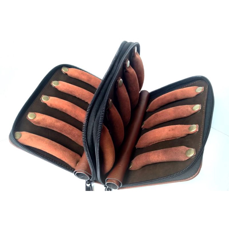 Koper batu akik Tas batu akik dompet batu Akik 18 Slot bahan kulit asli kapasitas 72 cincin