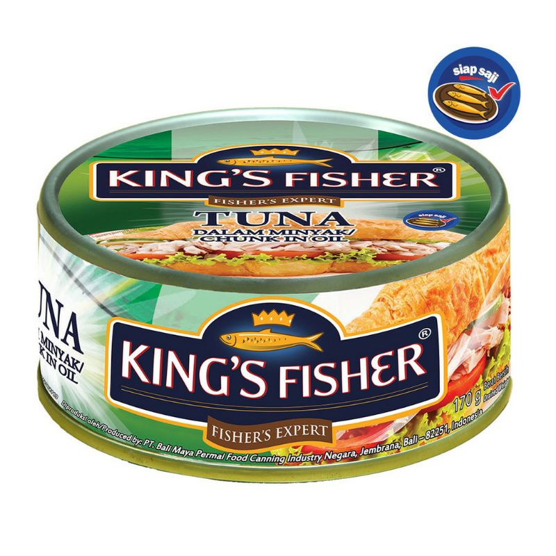 King's fisher Tuna chunk in oil 170gr / ikan tuna dalam minyak / makanan kaleng ikan tuna / tuna kemasan