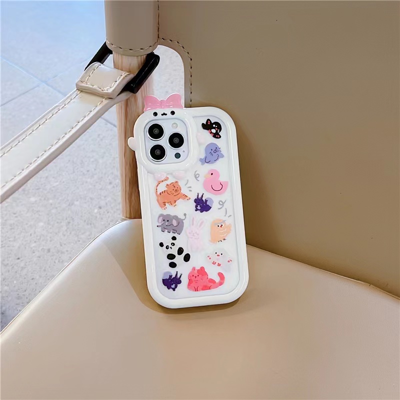 Ins Casing iPhone 14 14pro 14max 14prm 13 13pro 13prm 11 7Plus 8Plus Xr XS 13 12pro Max Motif Binatang Shockproof