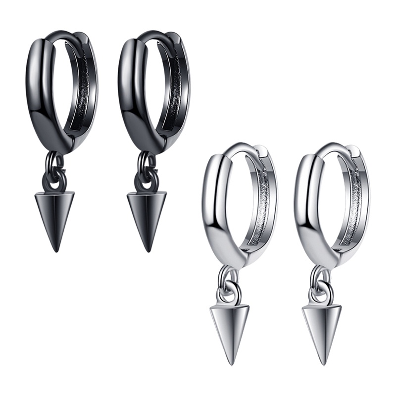 Anting Sterling Silver 925 Model Rumbai Panjang Sedang Warna Hitam Oranye Gaya Retro Untuk Wanita