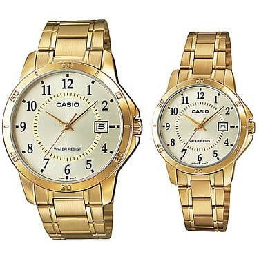 GROSIR Jam Tangan Casio Couple Rantai Gold Casio Original MTP LTP V004G-9B