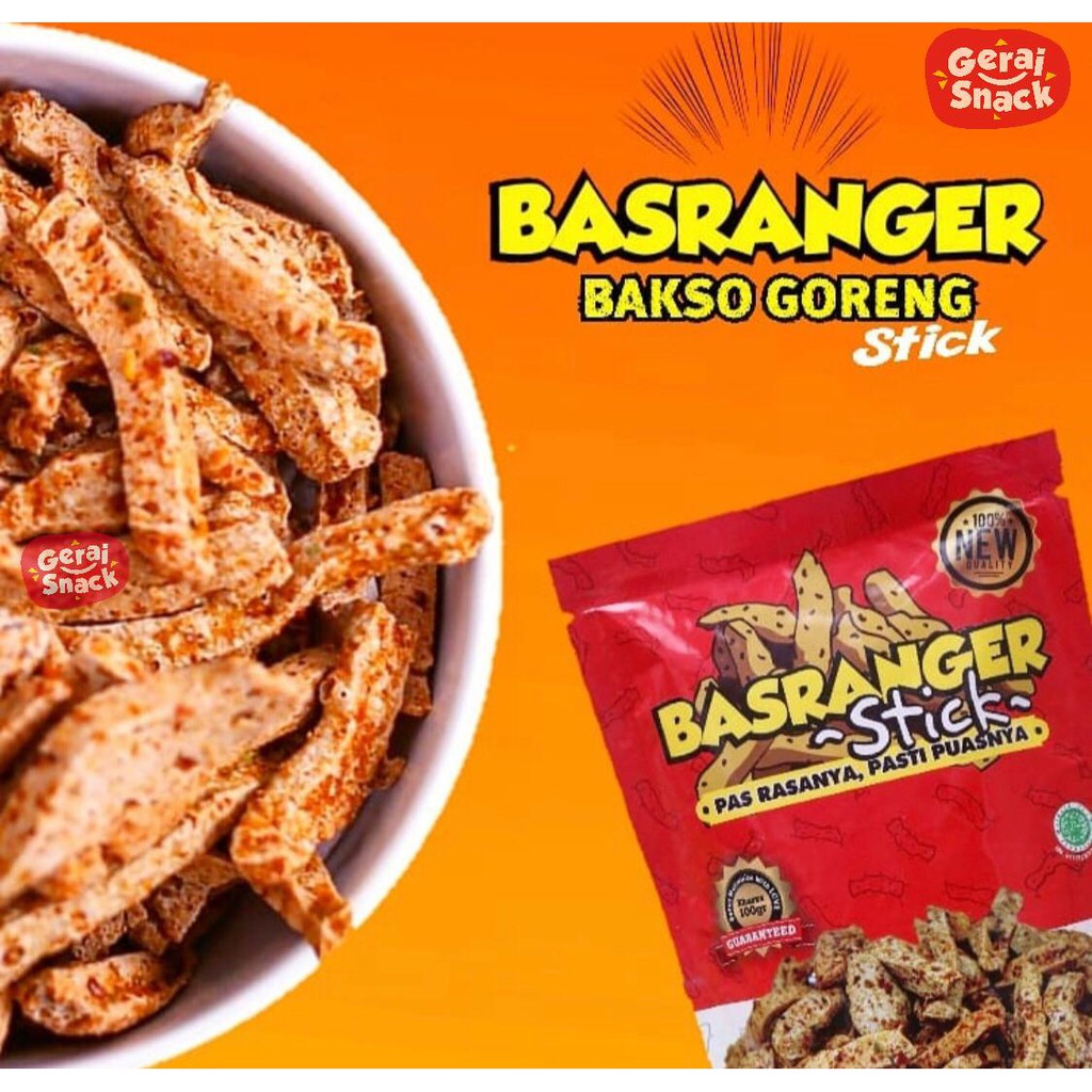 Basreng Stick Basranger Baso Goreng Pedas Extra Daun Jeruk (100gr)