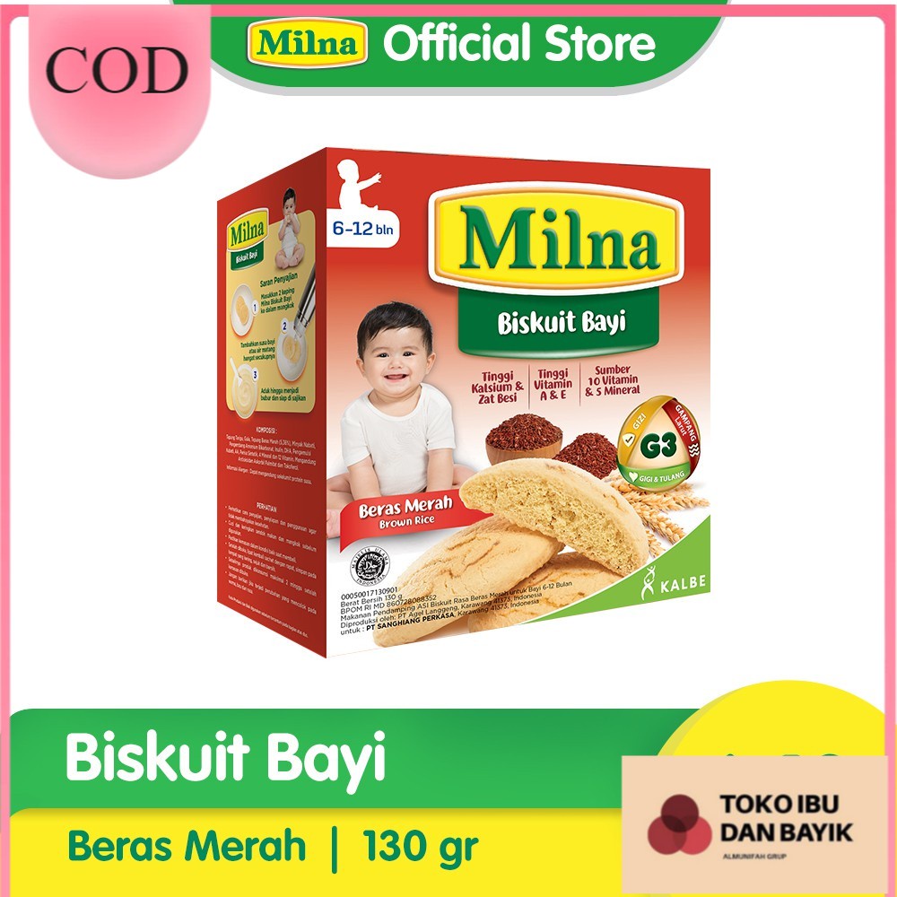 Milna Biskuit Bayi Beras Merah 130gr/65g