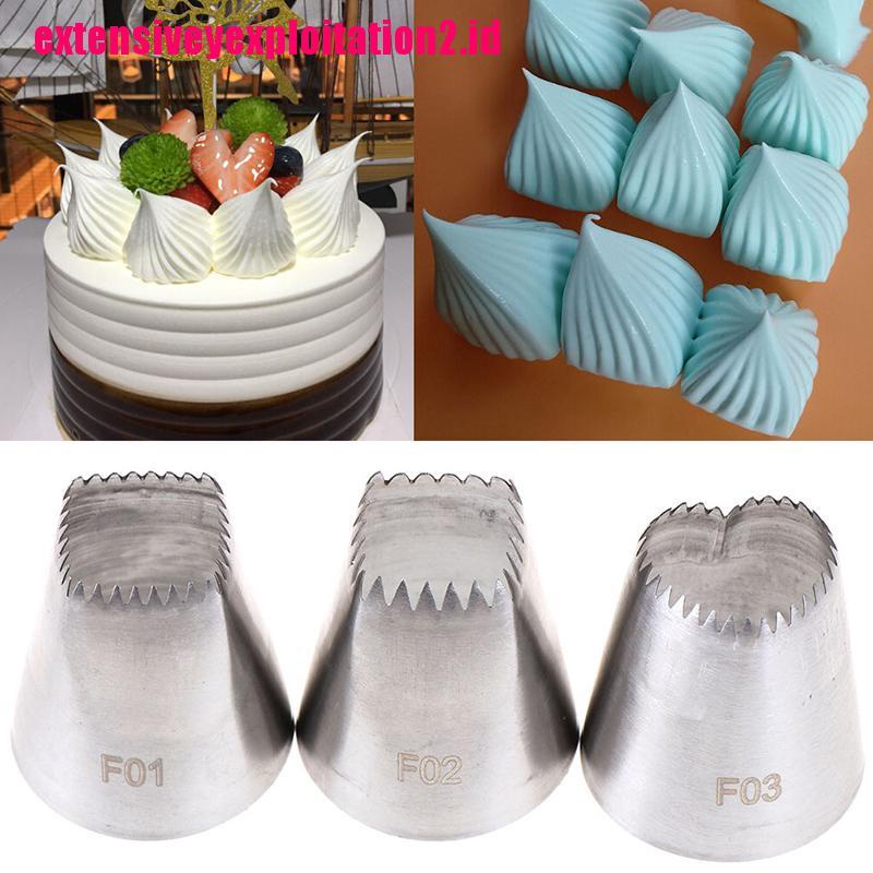 3pcs Spuit Piping Rusia Bentuk Kotak / Hati Untuk Krim Kue