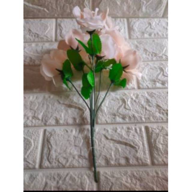 BUNGA ROSE PLASTIK/BUNGA DEKORASI ISI 7 Per Tangkai GROSIR