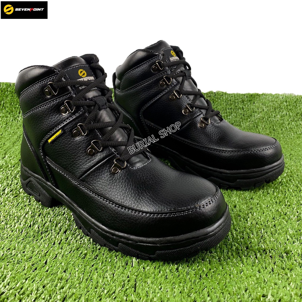 Sepatu Safety Boots Pria Wanita Original Sevenpoint Ujung Besi Proyek Touring Tracking Ujung Besi Kerja Proyek Lapangan Septy  Sefty Septi Shoes BS 06