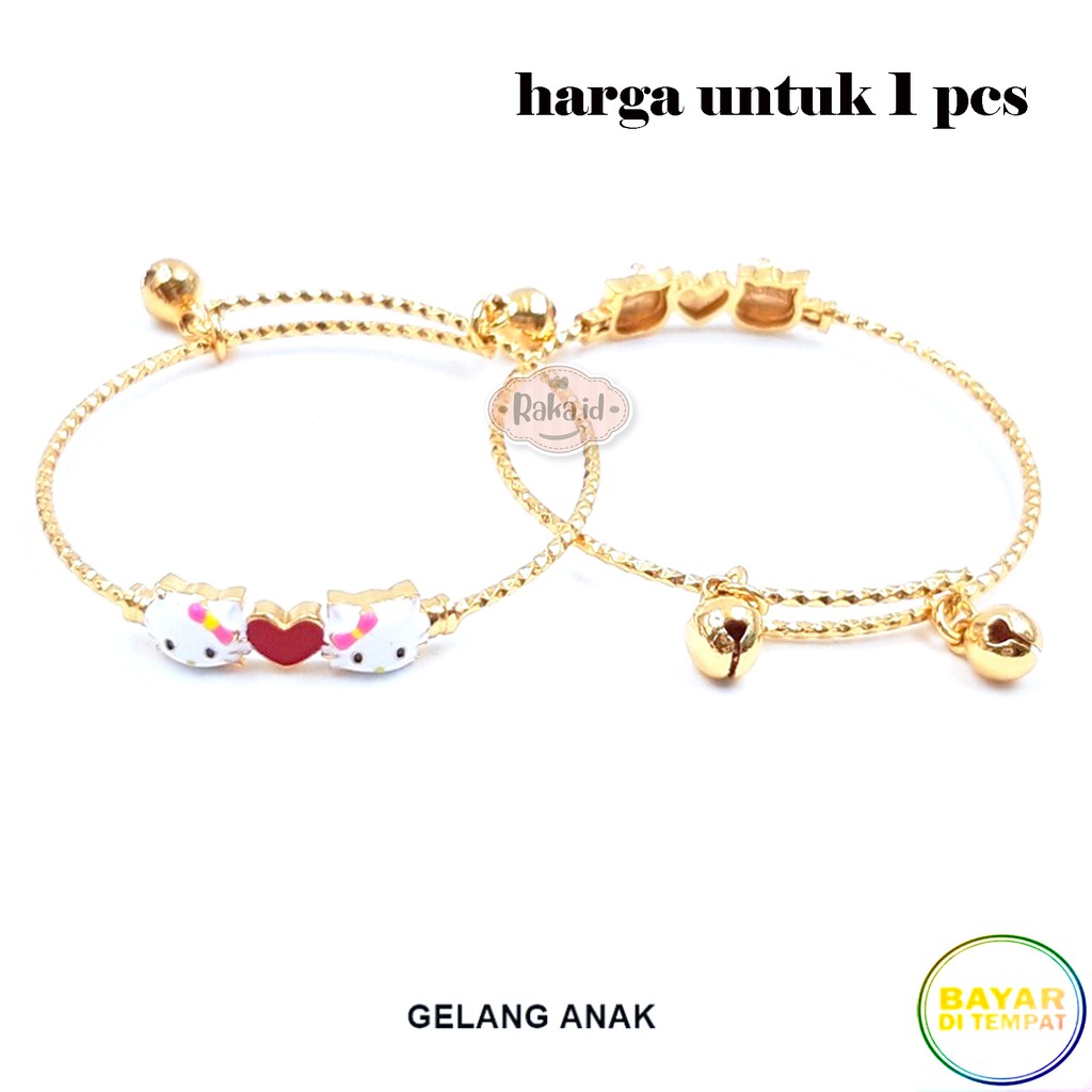 Gelang Tangan Bangle Anak Love 2 Kitty Pita Kerincing Gold Perhiasan Anak Menawan Lapis Emas 669