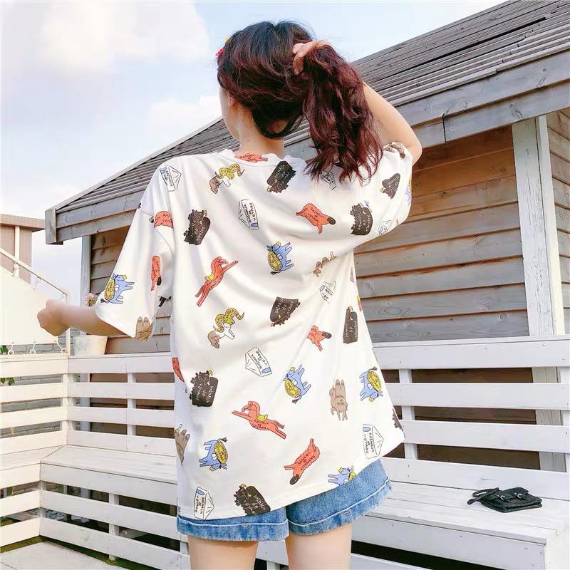 Oversize Tee Tshirt   Model Longgar Untuk Wanita Motif Kuda