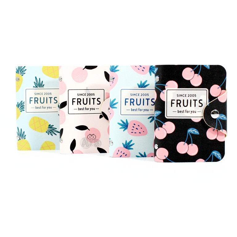 dompet kartu motif buah/ dompet kartu kulit/ dompet kartu 20 slot/ dompet kartu unik/ dompet kartu l