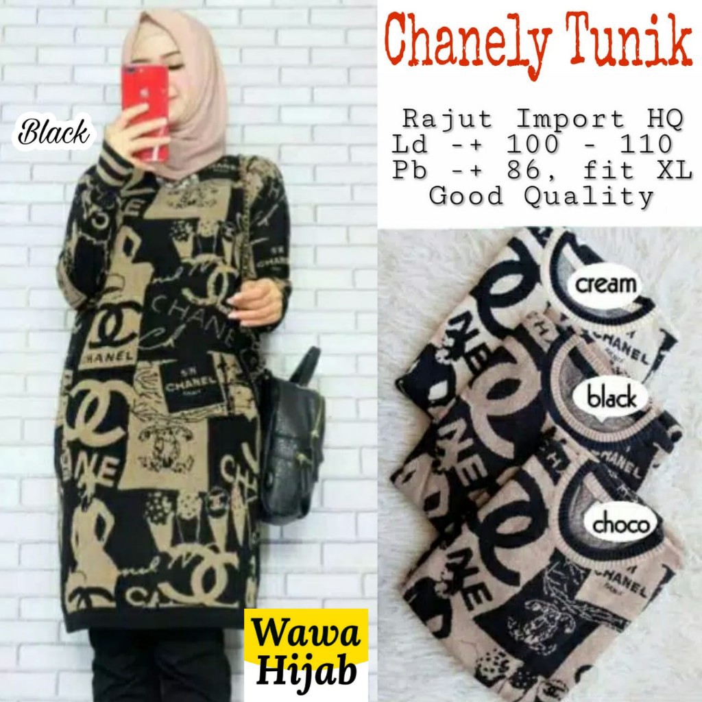 MURAH TUNIK CHANELY ORI WAWA HIJAB | MURAH TUNIK | TERKINI TUNIK | BAHAN RAJUT IMPORT