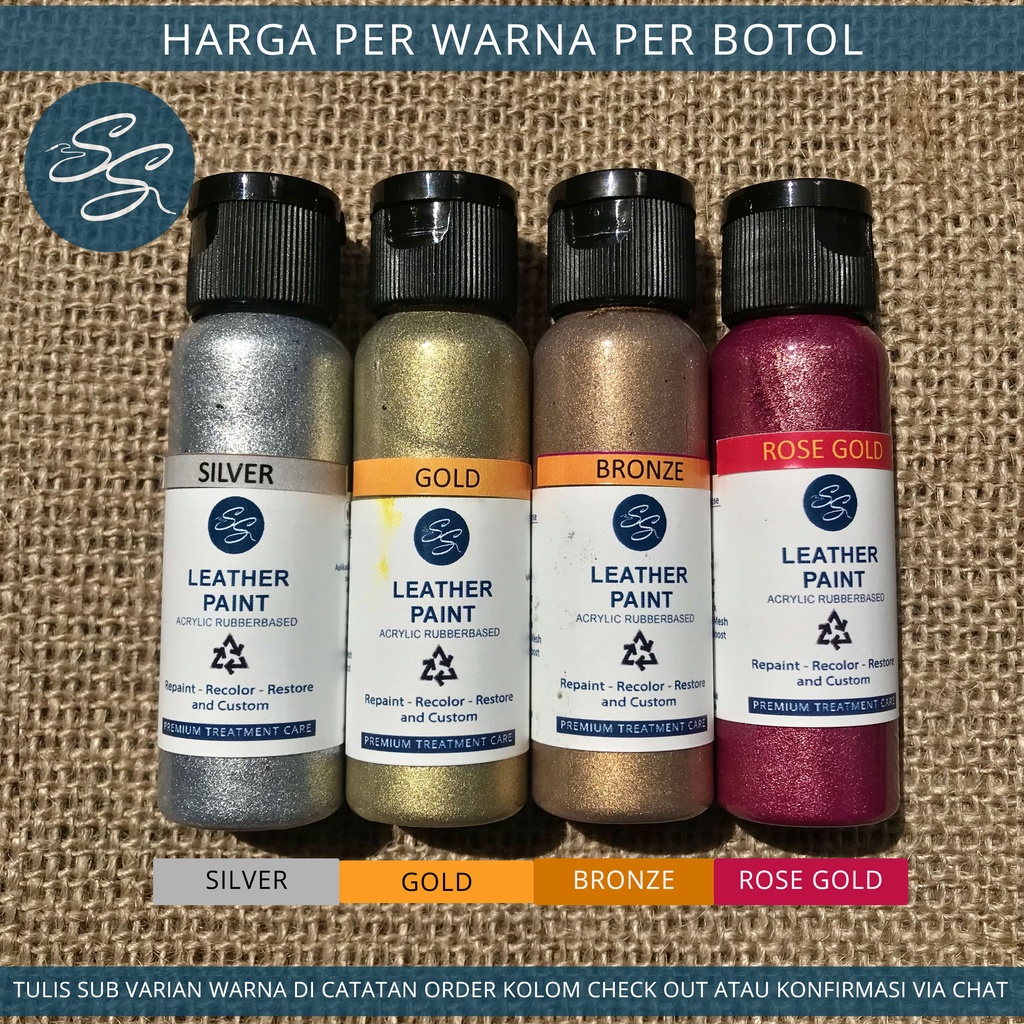Cat Sepatu Kulit SS Leather Paint - Acrylic Rubber Cat Midsole, Rubber, Boost - Cat Tas Jaket Kulit-Gold/Silver Metallic