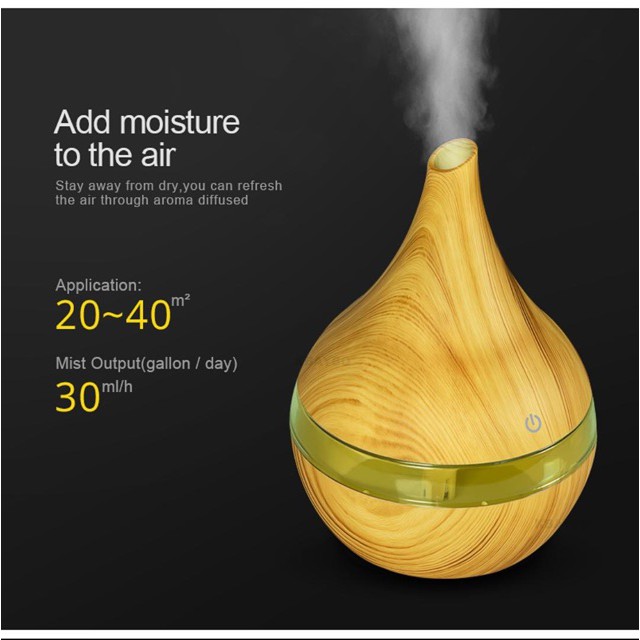 KBAYBO Ultrasonic Air Humidifier Aromatherapy Wood Grain 300ml K-H98 Dark Brown. Grab Medan