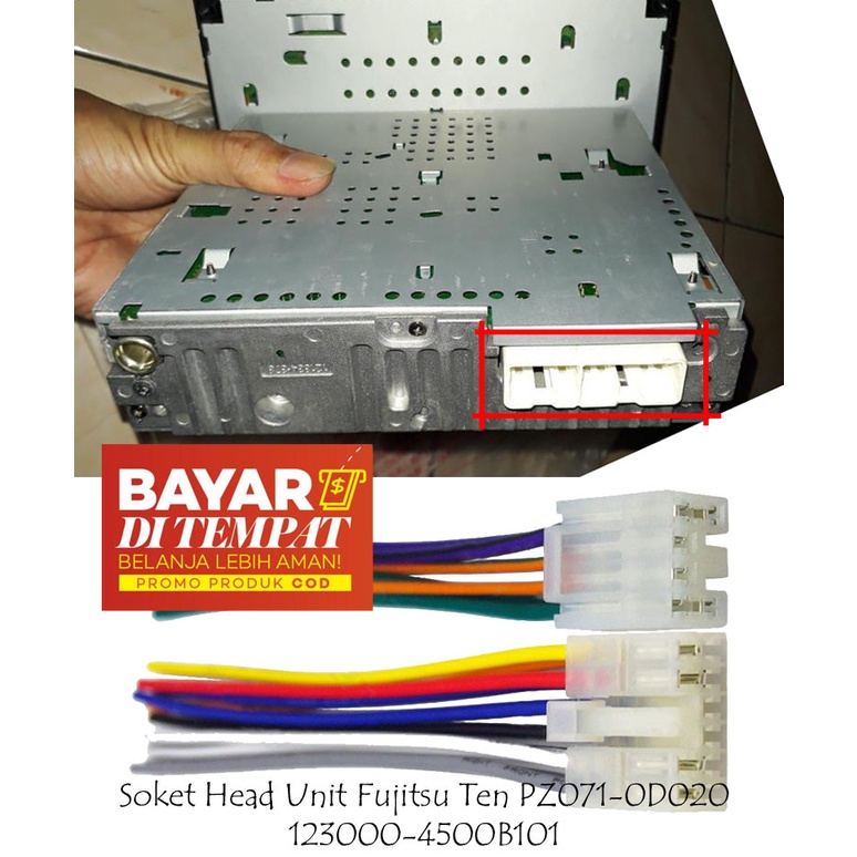 Soket HU Fujitsu Ten PZ071-0D020 123000-4500B101 Tape Mobilnya Bawaan Toyota Etios Valco