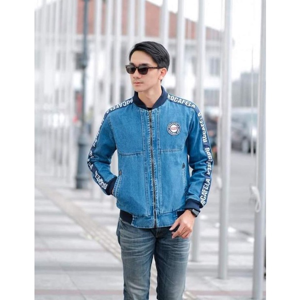 Jaket Jeans Cowok Dewasa Terbaru Model Bordir Bahan Denim Tebal Murah Berkualitas Bisa Outdoor Model Bomber