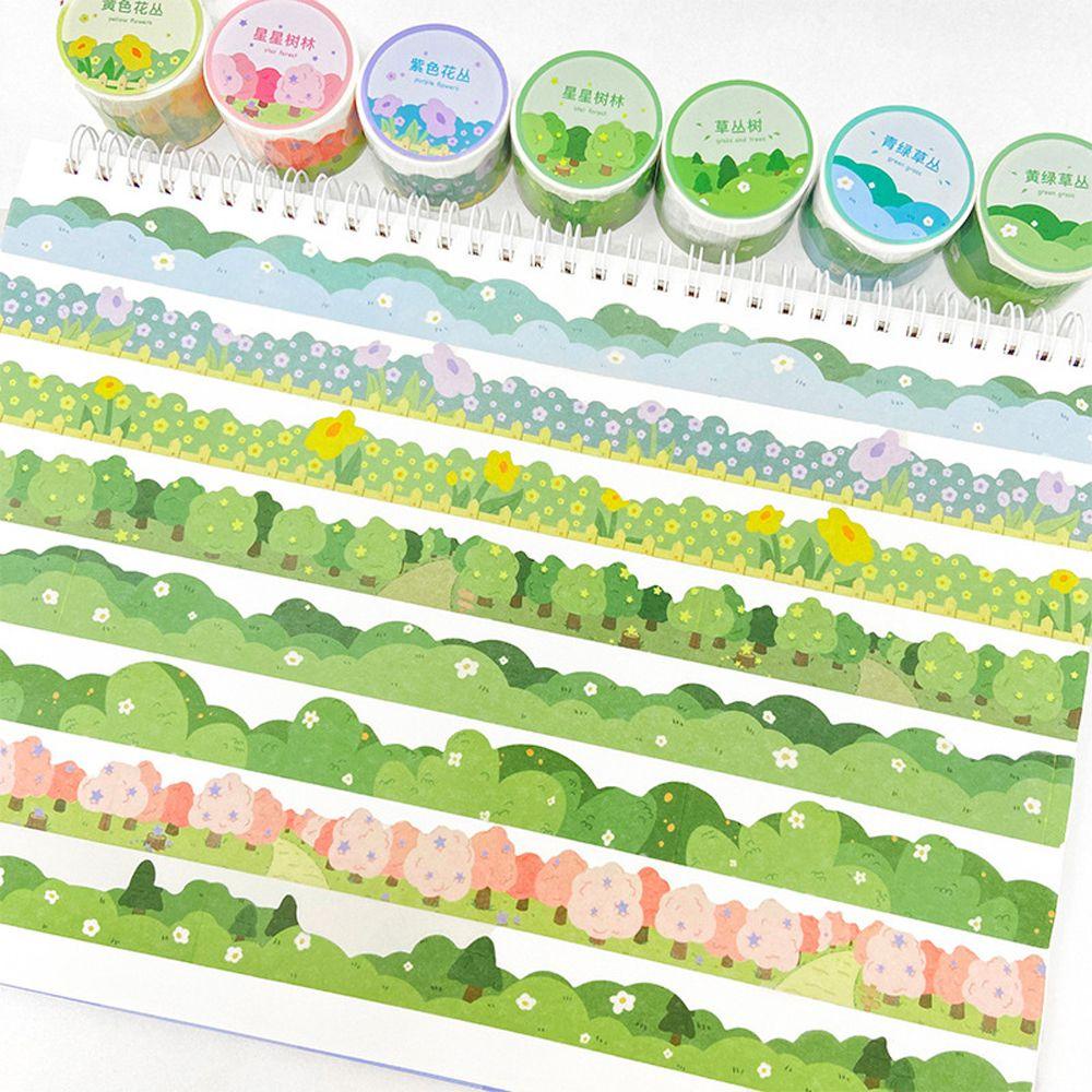 Lanfy DIY Scrapbook Stiker Korea Manis Alat Tulis Stiker Scene Kolase Girlish Hadiah Awan Hutan Bunga Kertas Decals