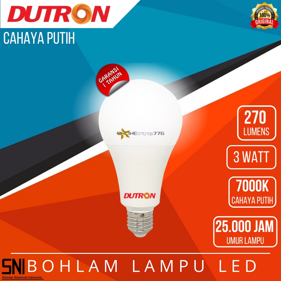 Lampu - Bohlam - DUTRON LED 3W - DUTRON 3 Watt - Bohlam LED - Lampu LED - Garansi 1 Tahun