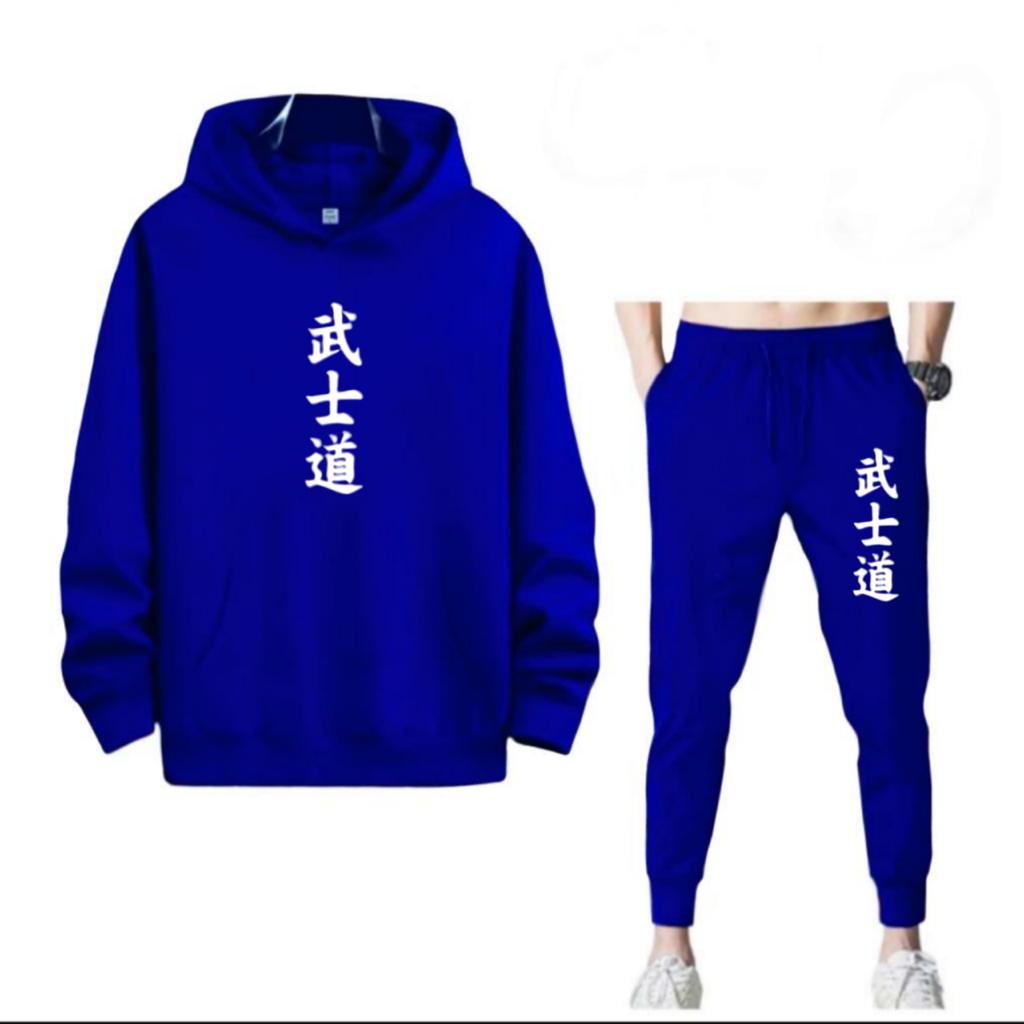 SETELAN PRIA HOODIE BUSHIDO TULISAN CINA JEPANG DAN CELANA JOGGER MURAH TERLARIS