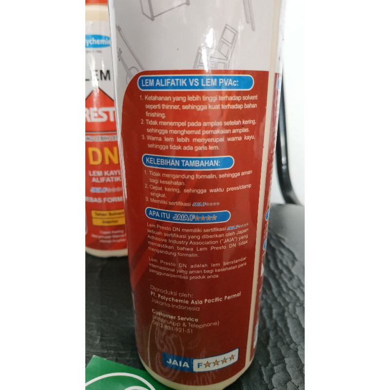 

H7Y Lem Kayu Presto DN 600gr Lem Kayu Alifatik DN 600 gram Lem Kayu Kering