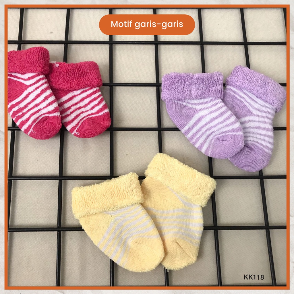 Ezpata Kaos Kaki Bayi 1 Set Isi 3 Pasang Motif Stripes Garis Usia 0-12 Bulan Terbaik Termurah