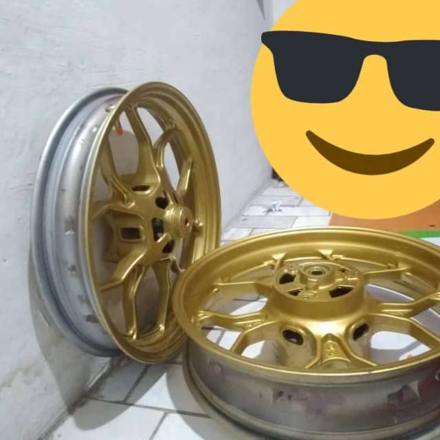 Velg ori Yamaha R25, Cat kuning (gold) sepasang depan belakang