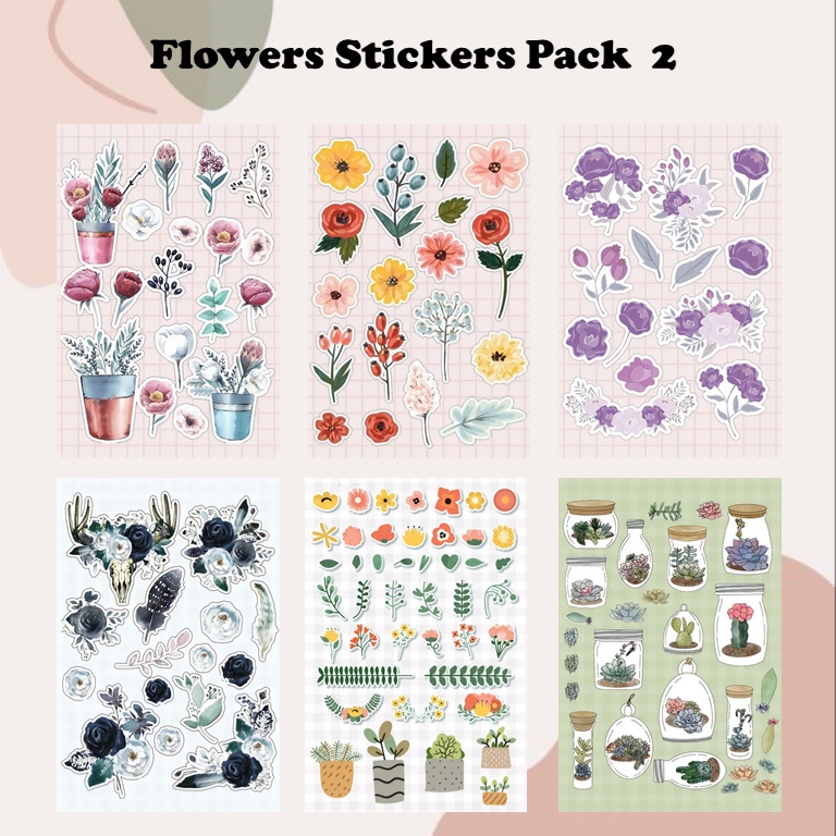 

[PART 2] Flowers Stickers, stiker bunga aesthtetic estetik stikerstiker murah/stiker lucu