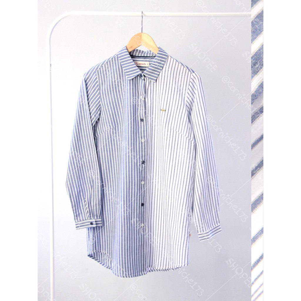 Corniche Delly Shirt Biru Putih - TI231399