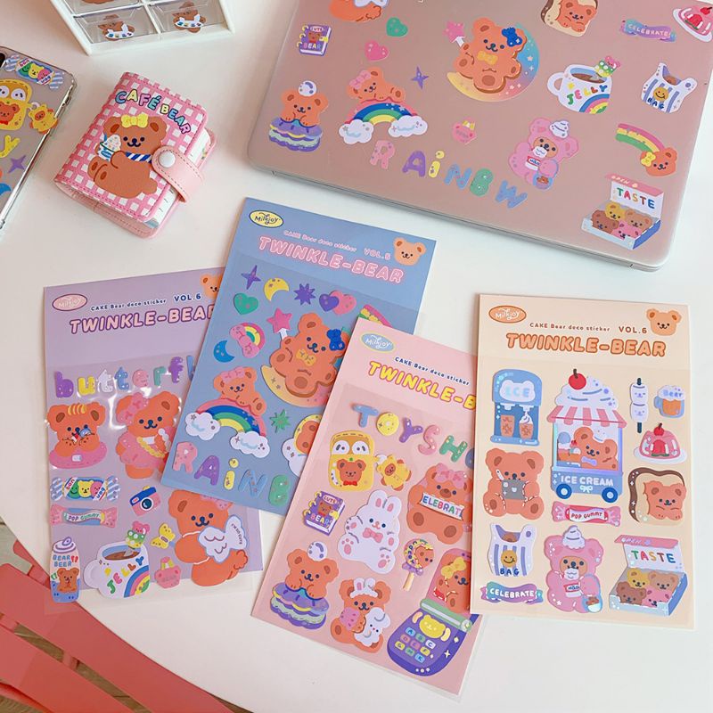 

CLEARANCE SALE Korean sticker Twinkle Bear / stiker beruang lucu / Sticker cute bujo aesthetic