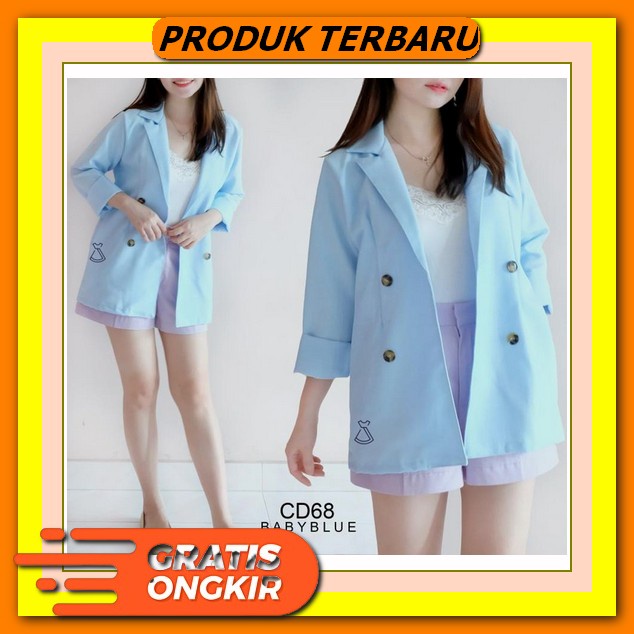 Long Blazer Import Wanita Diorr Gucc1 Premium Korean Style Ala Shella Saukia Bahan Katun Linen Bangk