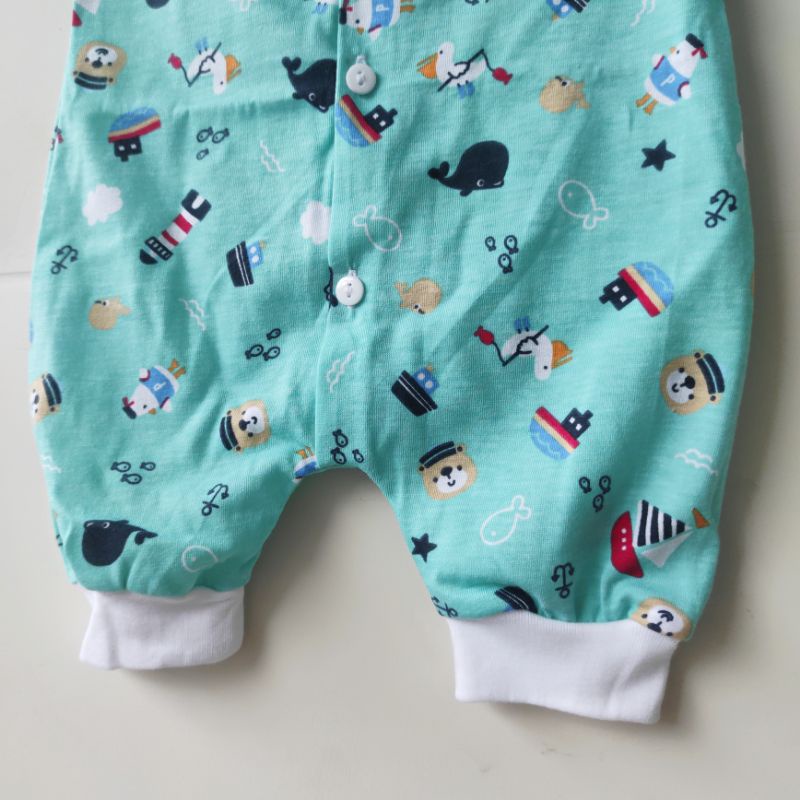 MOTIF SNI TOKARI Jumper halus terusan lengan pendek kancing depan perlengkapan bayi newborn baru lahir