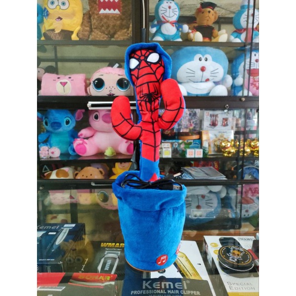 Boneka Kaktus Goyang Joget USB - Spiderman Merah Biru
