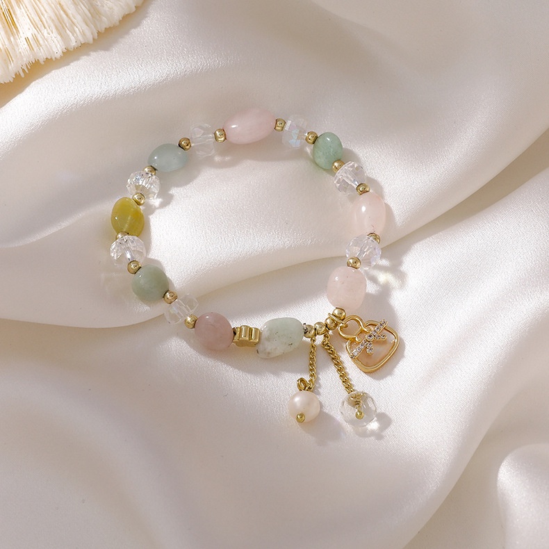 XiaoboACC Korean Fashion INS Freshwater Pearl Colorful Crystal Tassel Bracelet