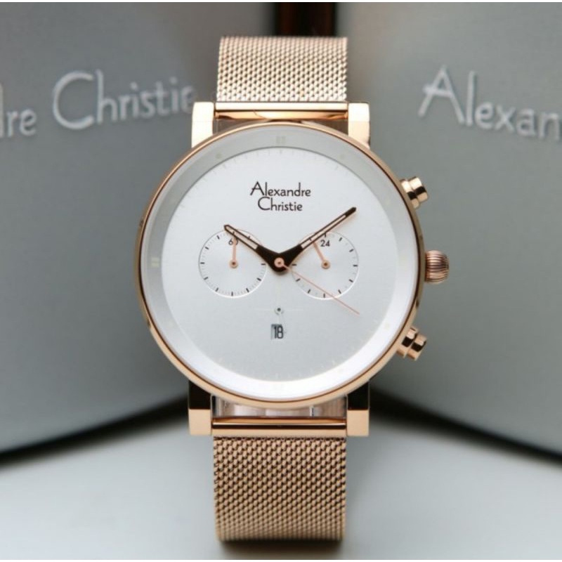 Jam Tangan Pria Alexandre Christie AC 6547/AC6547 Rosegold Original