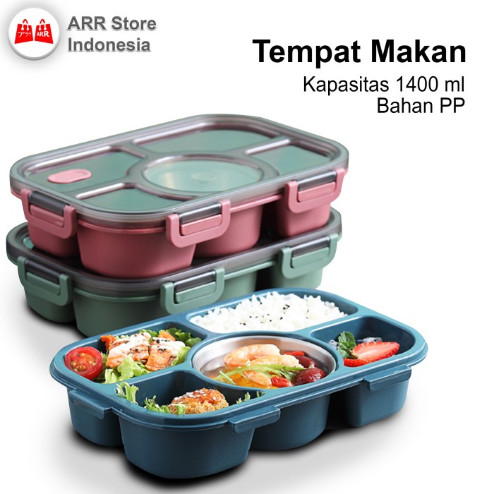 Tempat Kotak Bekal Makan Launch Box Anak Plastik 1400ml Bento Box