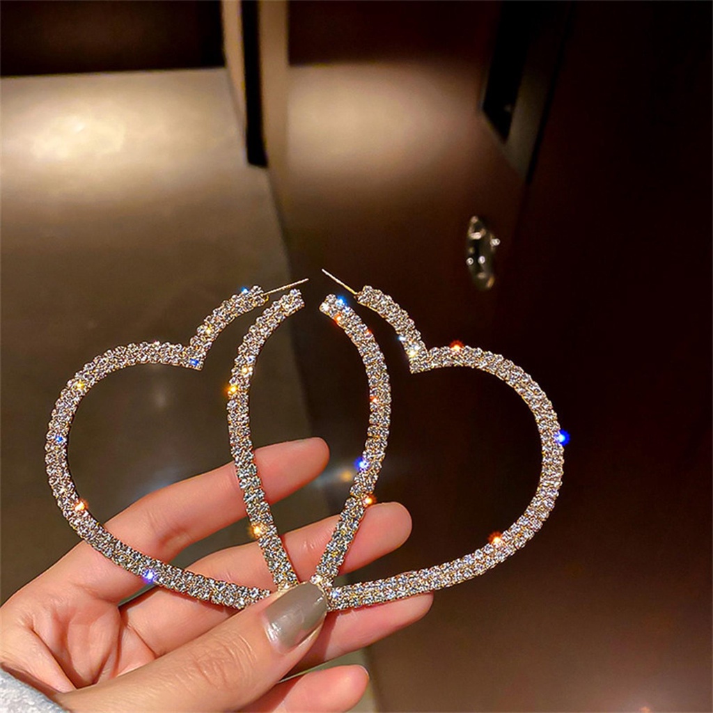 Lily Hati Besar Anting Hoop Perhiasan Fashion Hadiah Kristal