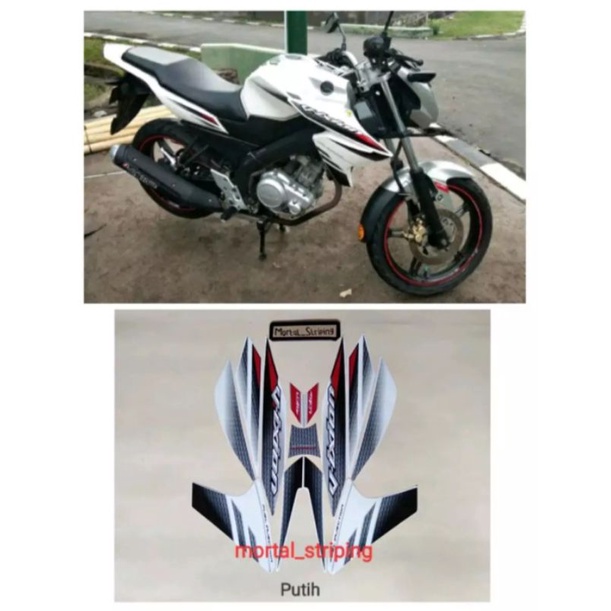 STIKER STRIPING LES LIS BODY MOTOR VIXION NVL TAHUN 2015 PUTIH STANDAR