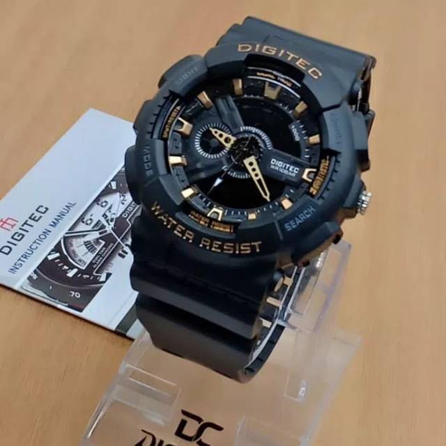 Jam Tangan Pria Digitec 2020 Hitam Gold Original Strap Rubber Water Resist.