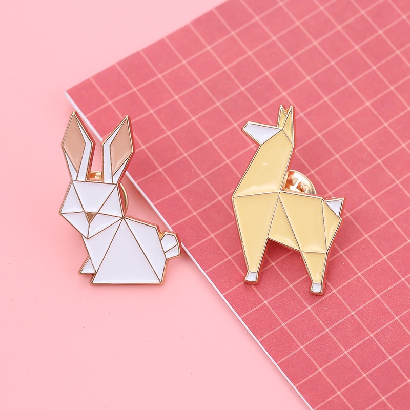 [ Punk Cartoon Origami Animal  Cute  Fox Enamel  Brooches Pin  ][ Denim Shirt Lapel Hat Collar Jewelry ]