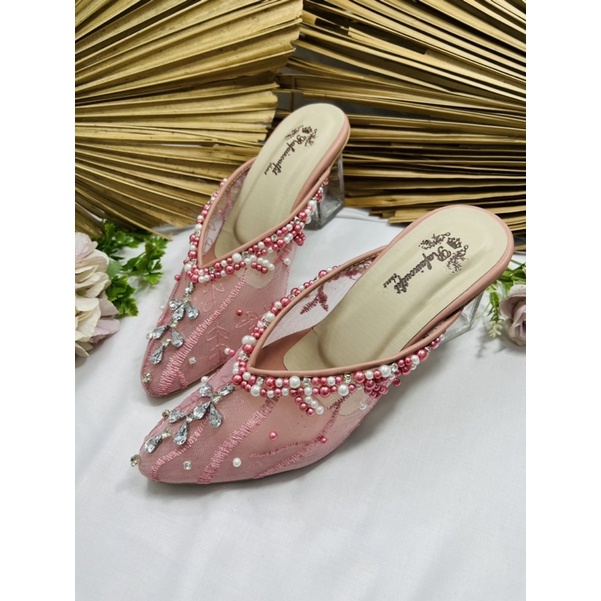 RAFAIZOUtfit sepatu wanita wedding shoes sepatu tamaia dustypink 7cm hak kaca