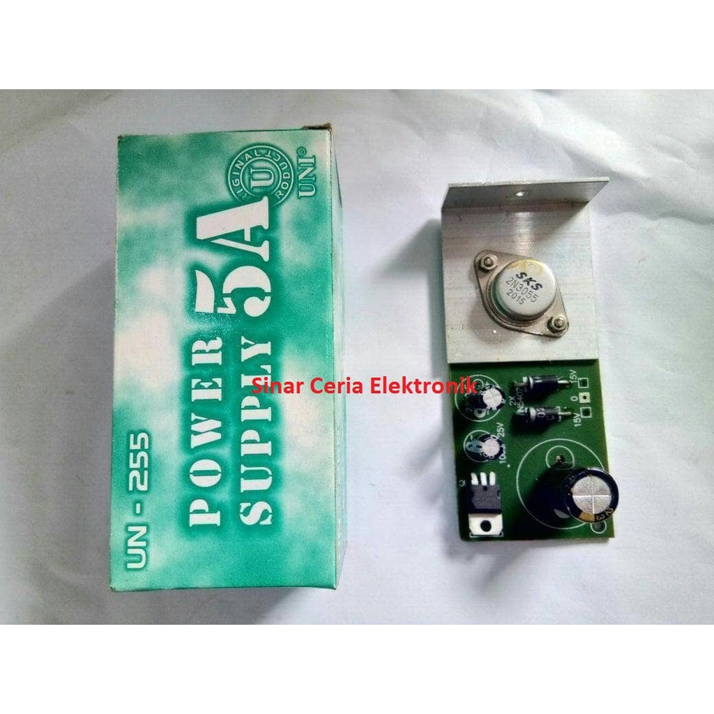 KIT Power Supply 5A 12V DC - UN 255 1 Transistor Jengkol Regulator 5A