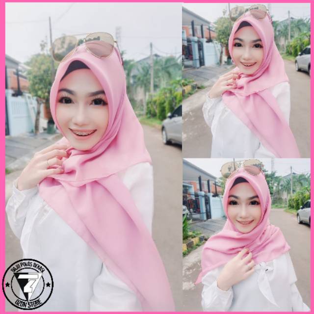 Kerudung Segi Empat Bella Square Hijab Jilbab Polycotton Daily Hijab Simple - PINK