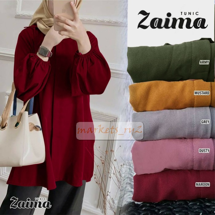 Ricu Jumbo Long Tunic Tunik Atasan Busui Catton Rayon Original Moela B PZ905 Tunic Zaima Maroon [G
