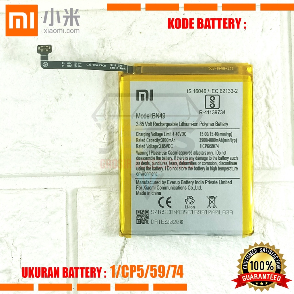 Baterai Battery Original Xiaomi BN49 BN-49 Tipe HP REDMI 7A - M1903C3EG - M1903C3EC - M1903C3EE - M1903C3EI - M1903C3EH