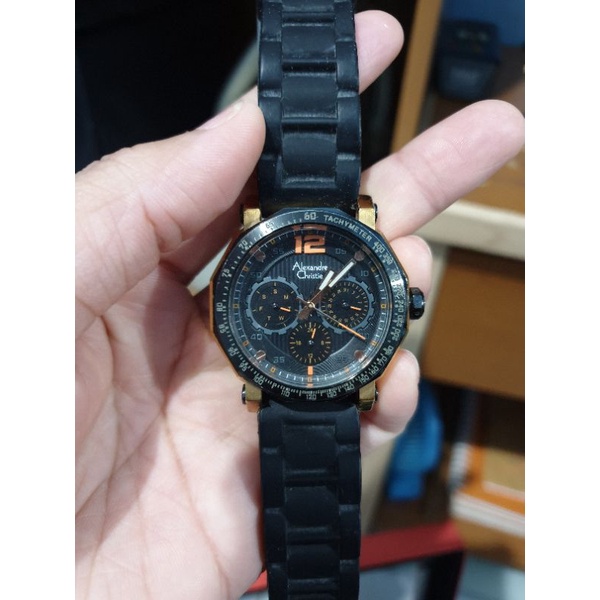 jam tangan wanita alexandre christie original second rosegold kombinasi black