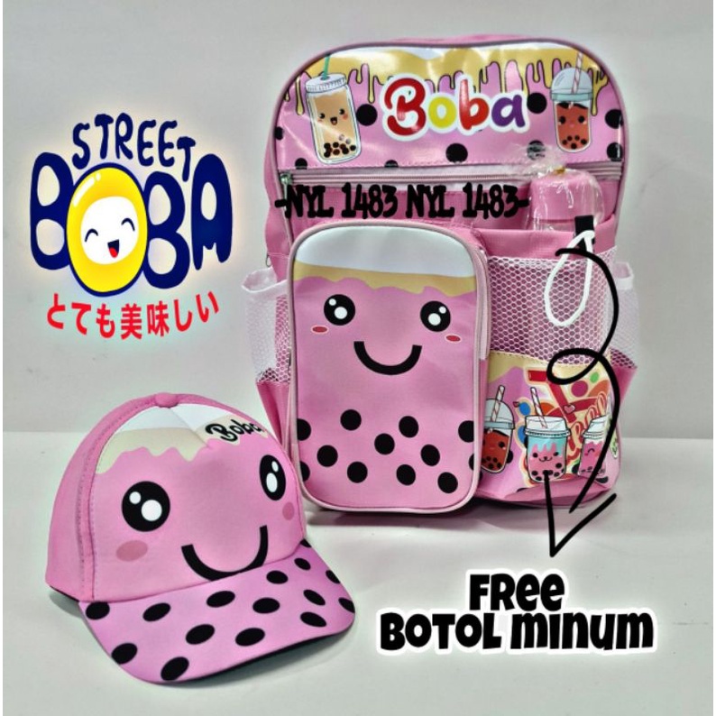 COD Paket KUMPLIT Tas Ransel Anak BOBA 4IN1 + Topi +sandal + alat tulis Lucu