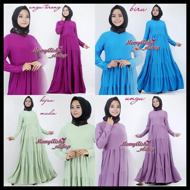 gamis polos susun baby doll jersey - Putih, XL