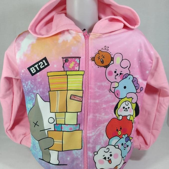 Jaket anak cewek BTS BT21 printing