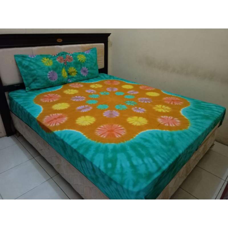 seprai batik tie die pelangi jumputan handmade / seprei pekalongan / sprei katun adem / sepre murah
